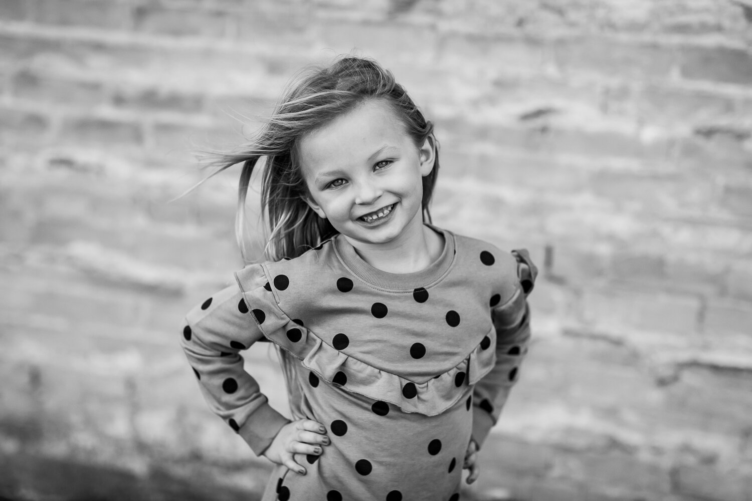 black and white of little girl