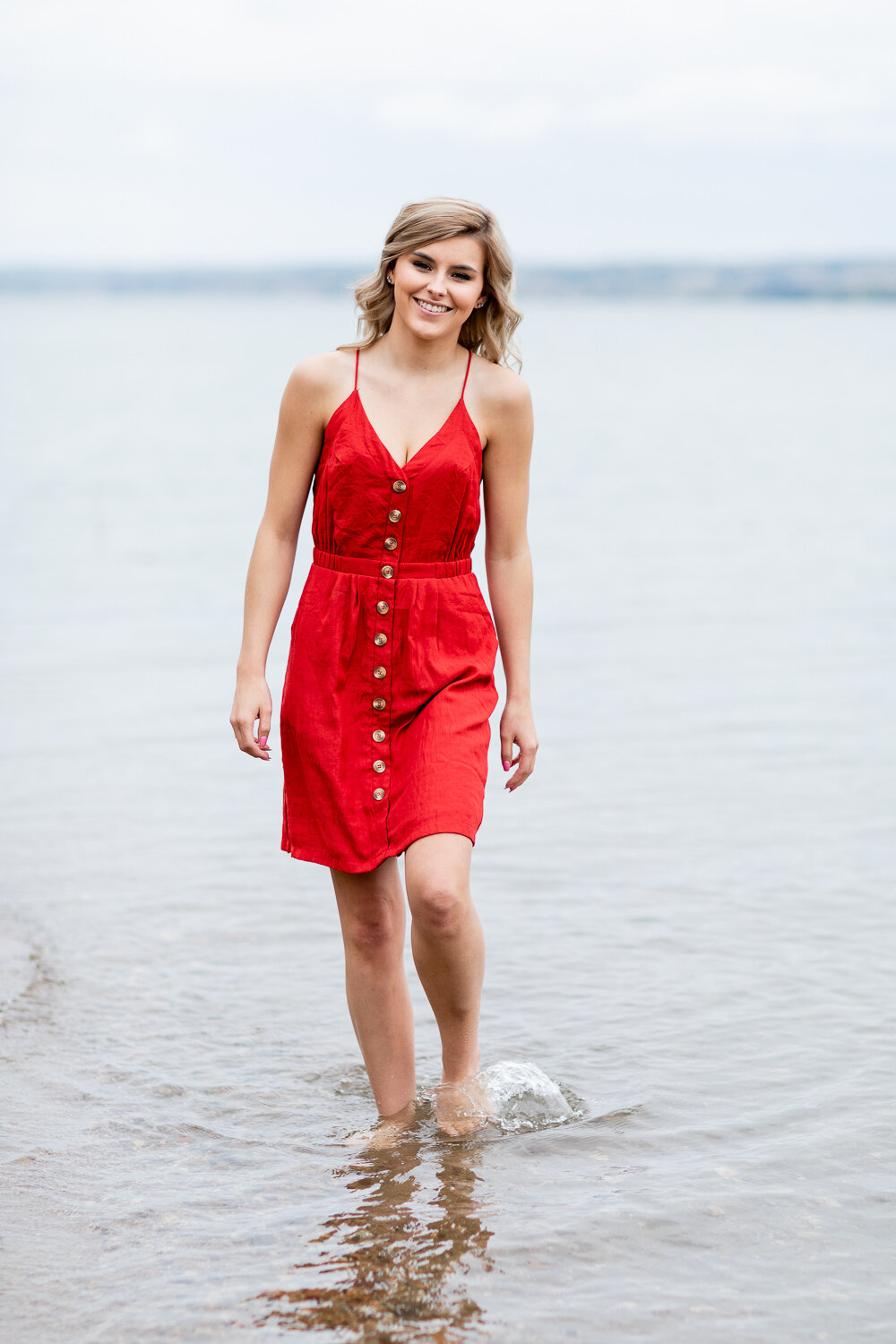 Red dress in water