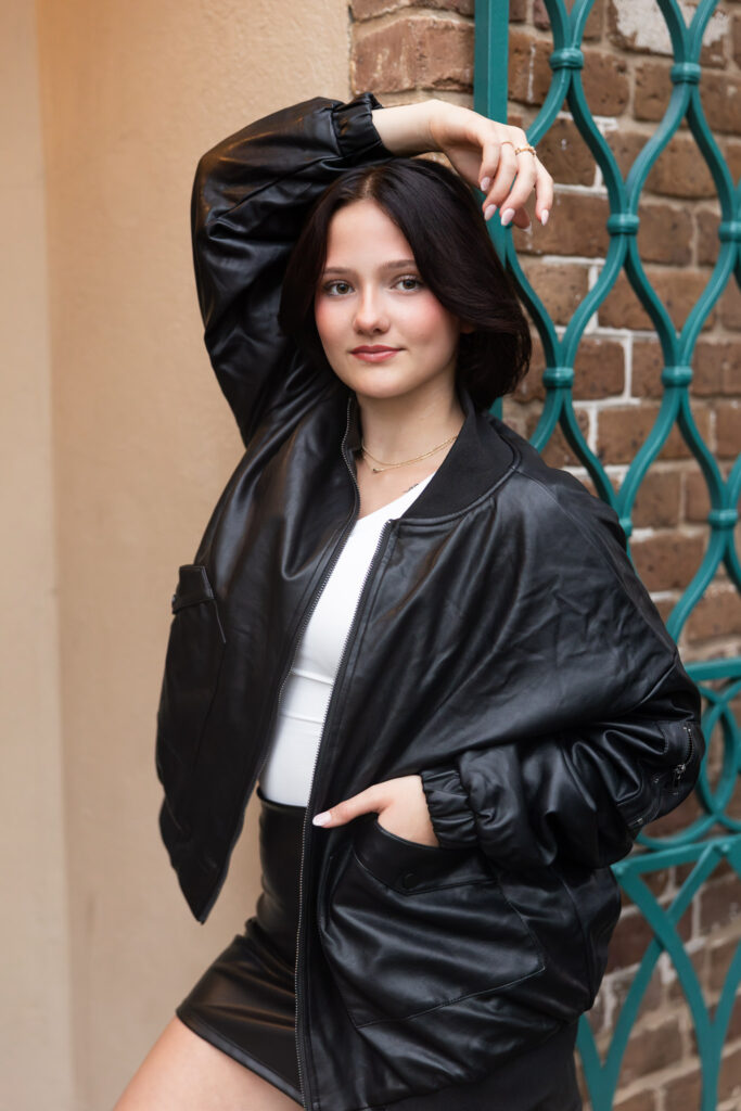 Classic Charleston senior photo location—Chalmers Street for cobblestone charm
