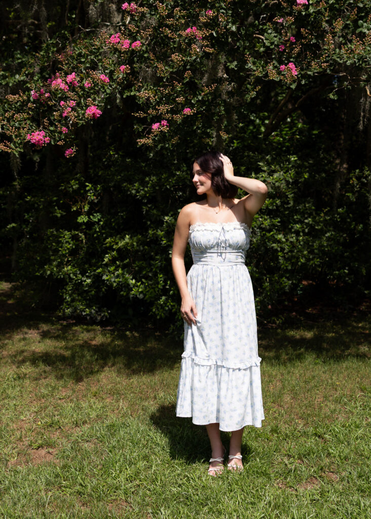 Charleston senior session during spring bloom at Magnolia
