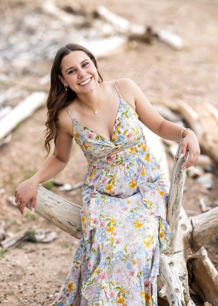 Senior girl at beach during blue hour