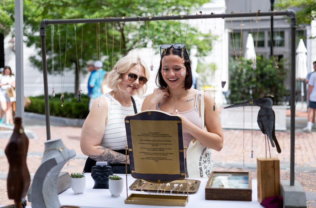 Mom & Daughter shopping at the Farmers Market in Charleston