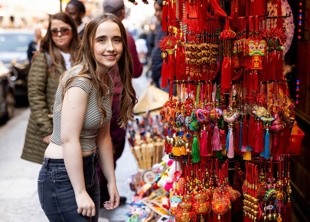 Senior girl in Chinatown of NYC for her senior photos