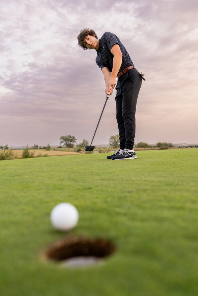 Trygve Zunich golfing during his senior session at Eagle Ridge Golf Course