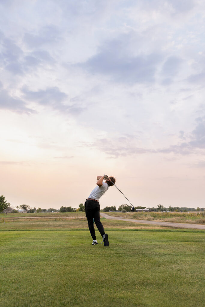 Trygve Zunich on the green during his golf senior session