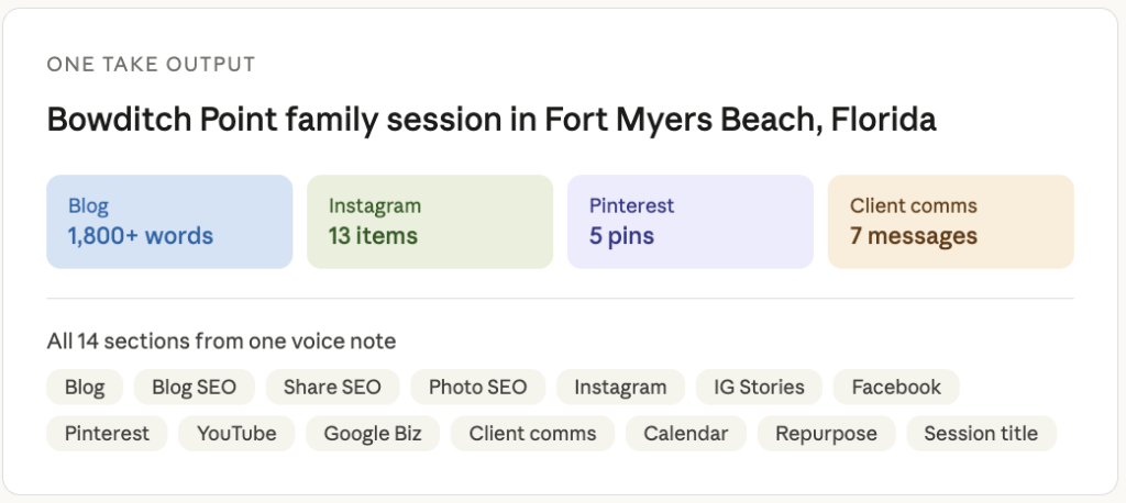 content system for photographers One Take full output package